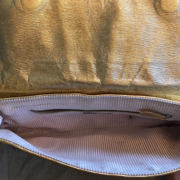 Gold Lauren Merkin “Caroline” Leather Clutch - Picture 3 of 4